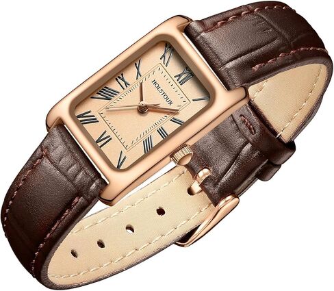 الساعات للنساء من الجلد الجميل مشاهدة حالة مستطيلة للاتصال الهاتفي الروماني مقاوم للماء in Kuwait