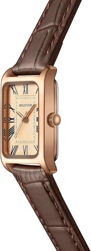 الساعات للنساء من الجلد الجميل مشاهدة حالة مستطيلة للاتصال الهاتفي الروماني مقاوم للماء in Kuwait