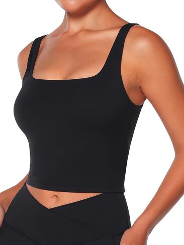 Square Neck Crop Tank Top for Women Sleeveless Slim Fit Tops Yoga Workout Spring Basic Shirt for Casual Athletic in Saudi Arabia