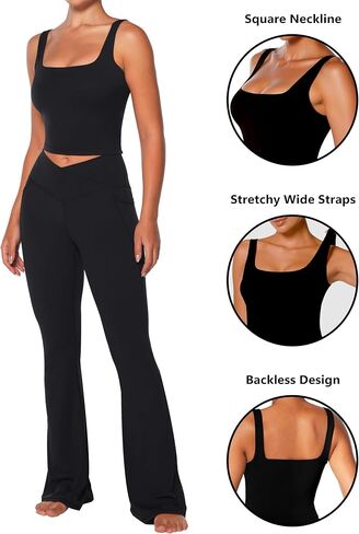 Square Neck Crop Tank Top for Women Sleeveless Slim Fit Tops Yoga Workout Spring Basic Shirt for Casual Athletic in Saudi Arabia