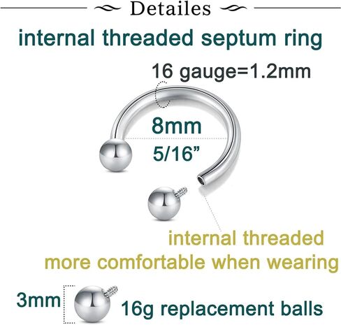 D.Bella Replacement Balls Surgical Steel Piercing Balls for Belly Navel Nipple Tongue Industrial Barbell Nose Septum Lip Eyebrow Ear Rings Body Piercing Jewelry Patrs in Kuwait