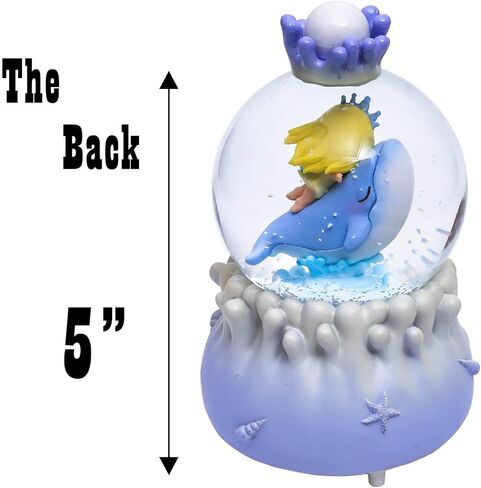 Snow Globe مع الضوء لعيد الميلاد والهدية عيد ميلاد ، 80 مم من الكريستال الموسيقية اللامعة الزجاجية الديكور الكرة ، الحوت والفتاة - Pink Snowglobe ، 3.5 "× 3.5" × 5 " in Kuwait