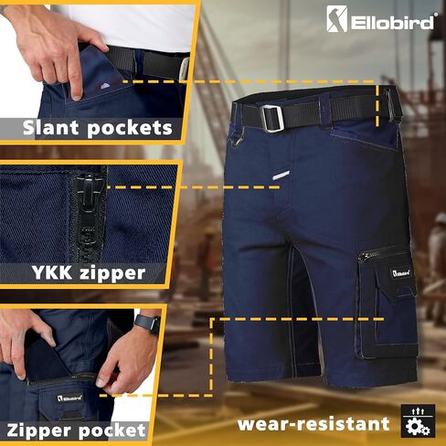 Ellobird Work Shorts for Men Construction Pants Mens Workwear Cordura Cargo Loose Fit Utility Carpenter Workwear Short in Kuwait