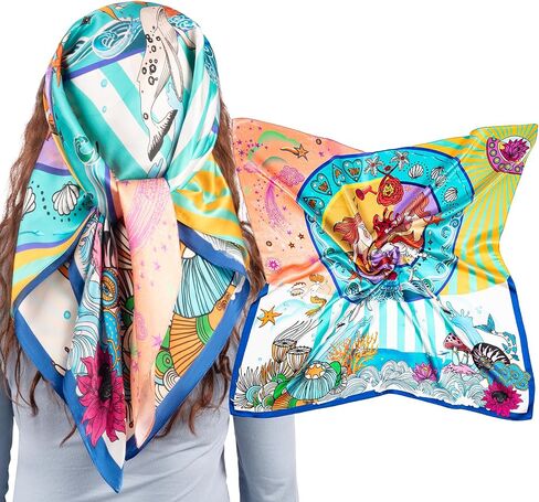 100% Mulberry Silk Scarf for Women Large Square Satin Head Scarf Hair Scarves Silk Bandana Scarf Headscarf 35" in Saudi Arabia