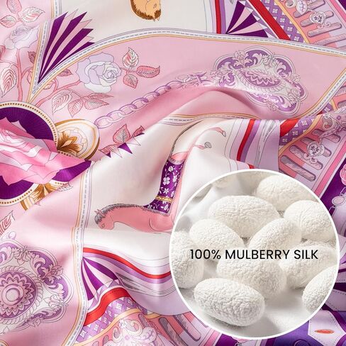 100% Mulberry Silk Scarf for Women Large Square Satin Head Scarf Hair Scarves Silk Bandana Scarf Headscarf 35" in Saudi Arabia