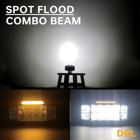 3 Inch LED Pods, 2PCS 40W 12V Flood Spot Ditch Lights Offroad Driving Fog LED Work Light for Truck ATV UTV Motorcycle (HZ1121-DRL) in Kuwait
