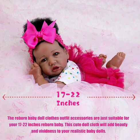 EKOKIZ Reborn Doll Clothes 3-Piece Set - Cream Yellow Lace Dress Set for 17-20 Inch Realistic Baby Dolls, Soft Crinkle Fabric Vintage Outfit for Pretend Play, Photography & Gift Giving in Kuwait
