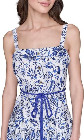 Karl Lagerfeld Paris Women's Sleeveless Square Neck Cotton Midi Dress in Saudi Arabia