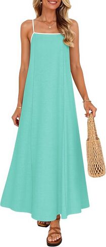 ZESICA Women's 2025 Summer Boho Sleeveless Maxi Dress Spaghetti Straps Casual Flowy A Line Beach Party Long Dresses in Saudi Arabia