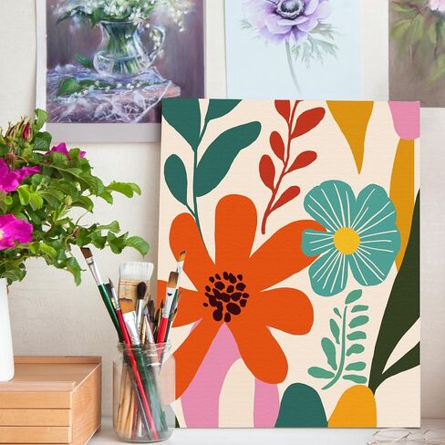 Nuberlic 10 Packs Pre Drawn Canvas to Paint for Kids Boys Girls Floral Art in Kuwait
