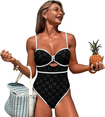 One Piece Boho Swimsuits for Women High Waisted Tummy Control Cutout Vintage Swimsuit Bathing Suit in Saudi Arabia
