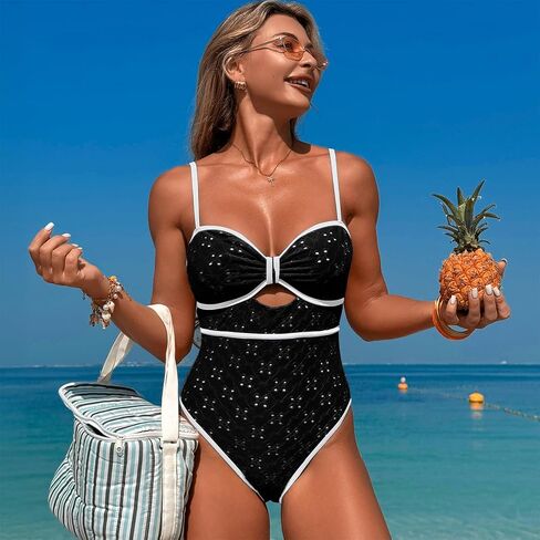 One Piece Boho Swimsuits for Women High Waisted Tummy Control Cutout Vintage Swimsuit Bathing Suit in Saudi Arabia