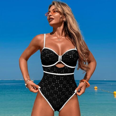 One Piece Boho Swimsuits for Women High Waisted Tummy Control Cutout Vintage Swimsuit Bathing Suit in Saudi Arabia