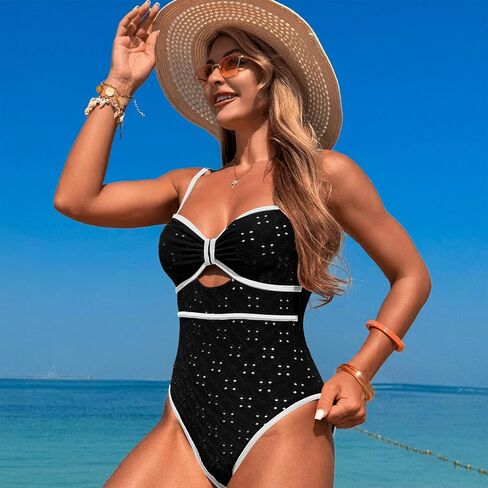 One Piece Boho Swimsuits for Women High Waisted Tummy Control Cutout Vintage Swimsuit Bathing Suit in Saudi Arabia