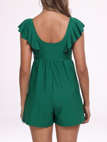 Smismivo Swim Romper One Piece Swimsuit with Built in Bra and Pockets Modest Bathing Suit with Short Full Coverage Swimwear in Saudi Arabia