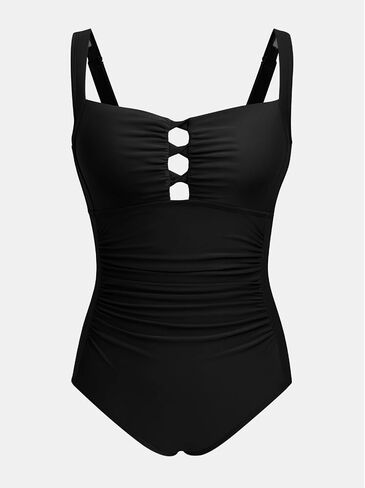Cupshe Women's One Piece Swimsuit Sweetheart Neck Wide Wide Straps Ruched Front Beathole Suit in Kuwait