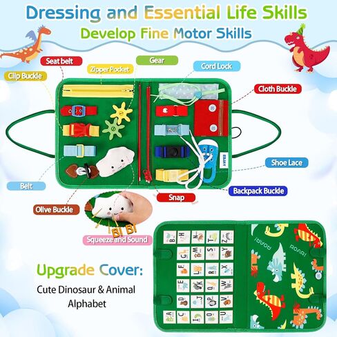 Esjay Busy Board for Toddlers, Montessori Toys to Learn Fine Motor Skill, Sensory Board, Toys Gifts for 1 2 3 4 Year Old Girls Boys, Toddler Learning Activities for Travel Airplane(Pink) in Saudi Arabia