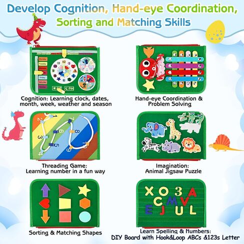 Esjay Busy Board for Toddlers, Montessori Toys to Learn Fine Motor Skill, Sensory Board, Toys Gifts for 1 2 3 4 Year Old Girls Boys, Toddler Learning Activities for Travel Airplane(Pink) in Saudi Arabia