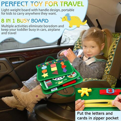 Esjay Busy Board for Toddlers, Montessori Toys to Learn Fine Motor Skill, Sensory Board, Toys Gifts for 1 2 3 4 Year Old Girls Boys, Toddler Learning Activities for Travel Airplane(Pink) in Saudi Arabia