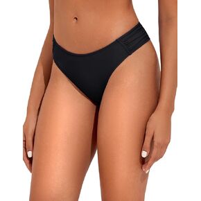 Bonneuitbebe Women Bikini Bottom High Cut Ruched Bathing Suit Bottoms Low Waist Swimsuit Bottom