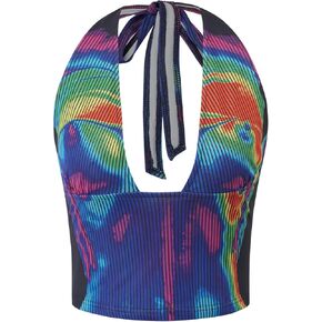 CAPE CLIQUE Rave Outfits for Womens Y2K Rave Tops Sexy Going Out Body Print Baby tee Summer Festival Sleeveless Cami Tank Top