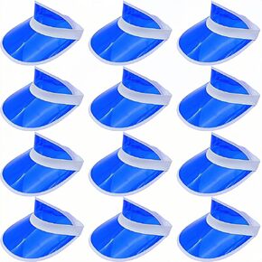 12 Pack Unisex Sun Visors Plastic Transparent Candy Color Poker Hat for Sports Outdoor Summer Beach Activities