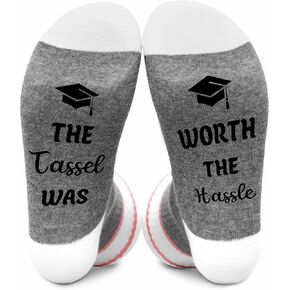 Graduation Gifts Socks For Women, Combed Cotton Gifts Socks For Graduation, The Tassel Was Worth The Hassle Christmas Socks, Soft Novelty Sock For Friends Besties Sister Family Christmas Gifts, A42