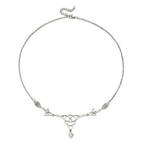 Merroyal Women Gothic Head Chain Crystal Pendant Headpieces Gypsy Boho Celtic Knot Hairband Halloween Hair Acessories (Silver and Black)