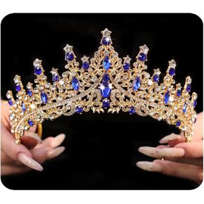 Vintage Crystal Crown and Tiara for Women Bridal Wedding Rhinestone Tiara Princess Queen Crown Gothic Black Tiara Headpieces for Cosplay Costume Birthday Party