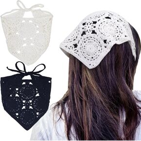 Crochet Hair Bandana,Triangle Head Scarf,Knitted Headband,Lace Bandana for Women,Crochet Bandana Kit