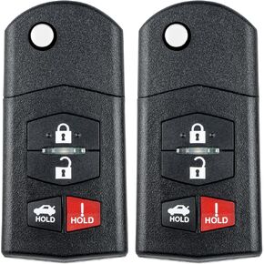 Key Fob Replacement for 2006-2015 Mazda MX-5 Miata/ 10-13 Mazda 3/ 09-13 Mazda 6 Car Keyless Entry Remote Control, BGBX1T478SKE125-01, 4 Buttons, 2Pcs