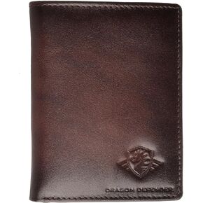 Genuine Men's Slim Leather Wallet Bifold RFID Wallet with 6 card slots, 1 currency pocket, and 1 ID windows- Brown