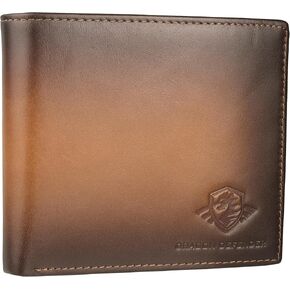 Genuine Men's Slim Leather Wallet Bifold RFID Wallet with 6 card slots, 1 currency pocket, and 1 ID windows- Brown in Kuwait