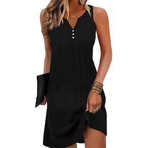 V-Neck Floral Printed Summer A-Line Elegant Dresses Womens Vintage Sleeveless Beach Sundress Ladies Casual Loose Boho Dress