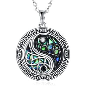 Yin Yang Necklaces Sterling Silver Celtic Knot Yin Yang BFF Pendant Necklace Taichi Jewelry Gifts for Women