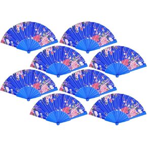 QIRMIZI 8 PCs Handheld Folding Fans Hand Floral Fan – Perfect for Church,Tea Party, Weddings, Props, Cosplay, Dance, Decoration, Performance and Gifts,White