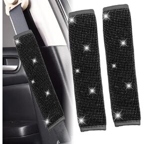 2PCS Universal Car Interior Accessories Bling Safety Belt Covers for Womens Bling Safety Belt Covers Car Safety Belt Strap Cover Shoulder Pad Fit for Car/Truck/SUV (Pink)
