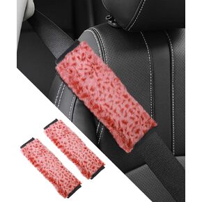 2PCS Seat Belt Cover Pad,Seatbelt Covers,Car Accessories Leopard Seat Belt Cover,Car Seat Belt Cover,Plush Fluffy Seat Belt Covers,Seat Belt Cover Pad for Shoulder Protections (Coffee)