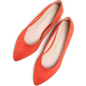 LUXINYU Cute Slip-On Flat Ballet Shoes Soft Suede Solid Classic Pointed Toe Flats Comfortable Dress Shoes