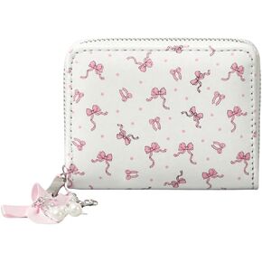 QWINEE Women's Cute Bow Wallets Coquette Pearl Wallets Small Coin Purse Credit Card Holder Multicolor One-Size