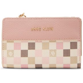 Anne Klein Womens Medium Bifold Logo Wallet, Rosewater Multi/Rosewater