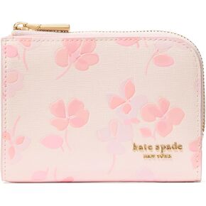kate spade new york Devin Spring Pansies Embossed Saffiano Leather Small Compact Wallet, Blush Cloud Multi