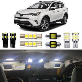 White LED Bulbs Package Kit Compatible with 2006-2012 2013 2014 2015 Toyota RAV4 Interior Map Dome Light + License Plate Light and Install Tool, 8 Piece