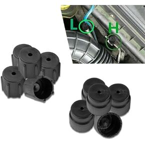 Pack-10 Car Air Conditioning Repair Port Cover, 0.6" High Pressure and 0.5" Low Pressure Cap Air Conditioning Valve Core Cover, Air Conditioning System Seals, Universal for Most Cars (Black)