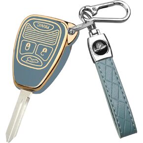 لغطاء مفتاح Jeep Key Fob ، قذيفة مفتاح TPU Soft لـ Jeep Wrangler/Compass/Dodge Ram 1500 2500 3500/Durango/Caliber/Nitro/Dakota/Chrysler/Patriot ، واقي مفتاح التحكم الذكي (الأزرق ، 3 زر)