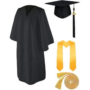 Unisex Adult Matte Graduation Cap and Gown Tassel Set with 2025 Tassel Graduation Sash Honor Cord Kit for High School College