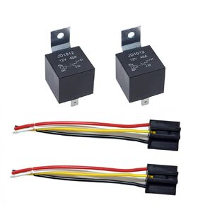 4 Packs D1912 Car Relay Harness 12V 40A 4 Pin SPST 12AWG Harness Sockets Sets with Color-Labeled Wires for Automotive Car Truck Van Motorcycle and Boat