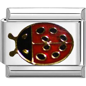 UNY JEWEL Italian Charm 9mm Stainless Steel Ladybug Design Modular Charm Link for Bracelets Unisex Jewelry