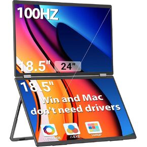 InnoView 18.5 بوصة شاشة مزدوجة 100 هرتز 115% sRGB HDMI USB-C شاشات محمولة 1080 بكسل موسع شاشة الكمبيوتر المحمول لأجهزة الكمبيوتر المحمول Windows Mac 90 درجة/180 درجة دوران