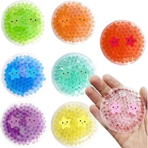 Boo Boo Ice Packs - 8 Small Gel Bead Cold Compress Packs, Instant Pain Relief for Injuries, Teething, Bumps & Bruises - Child-Safe Cooling Pads for First Aid Kits (8 Color Star Smile)